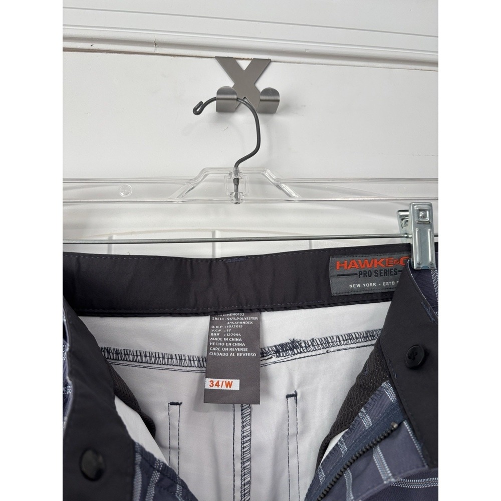 Hawke & Co Men's Pro Series Casual Chino Shorts Flat Front Blue Gray Size 34 - Picture 3 of 3